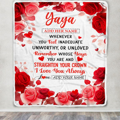 Personalized To My Yaya Gifts From Kids Grandkids Blanket Rose Flower Anniversary Birthday Gifts Yaya Mothers Day Thanksgiving Christmas Custom Fleece Blanket | siriusteestore