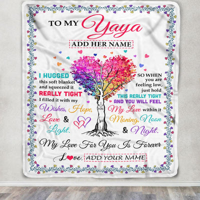 Personalized To My Yaya Gifts From Kids Grandkids Hugged Blanket Birthday Gifts For Yaya Mothers Day Thanksgiving Christmas Customized Fleece Throw Blanket | siriusteestore