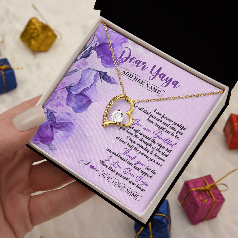 Forever Love Necklace 18K Yellow Gold Finish | 2 | Personalized To My Yaya Gifts Necklace Flower You Are Beautiful Gifts For Yaya Mothers Day Birthday Christmas Thanksgiving Customized Gift Box Message Card | siriusteestore.myshopify