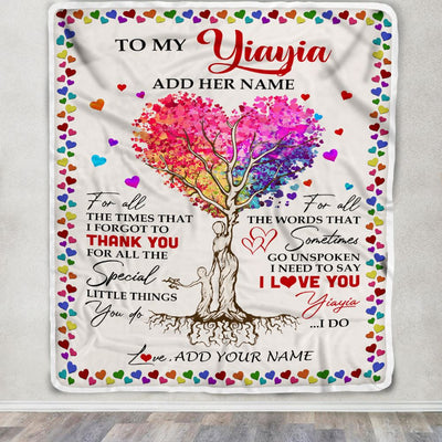 Personalized To My Yiayia Blanket From Grandkids Grandson Colorful Tree Thank You For All Yiayia Birthday Gifts Mothers Day Christmas Customized Fleece Blanket | siriusteestore