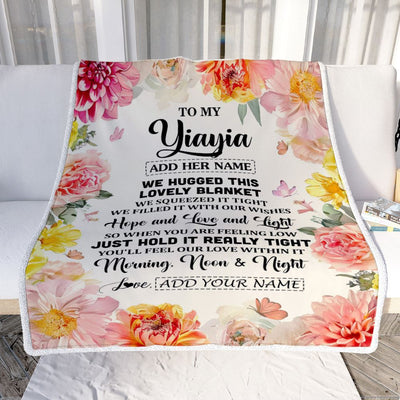 Personalized To My Yiayia Blanket From Grandkids Grandson Floral We Hugged This Lovely Yiayia Birthday Gifts Mothers Day Christmas Customized Fleece Blanket | siriusteestore