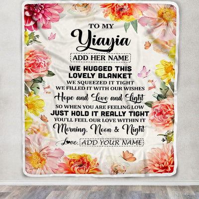 Personalized To My Yiayia Blanket From Grandkids Grandson Floral We Hugged This Lovely Yiayia Birthday Gifts Mothers Day Christmas Customized Fleece Blanket | siriusteestore