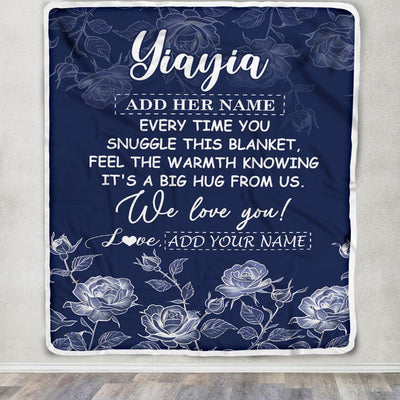 Personalized To My Yiayia Gifts Blanket From Granddaughter Grandson Blue Flower Love You Birthday Gifts For Yiayia Mothers Day Christmas Yiayia Fleece Blanket | siriusteestore