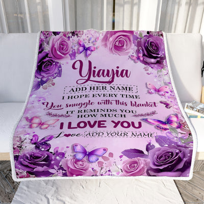 Personalized To My Yiayia Gifts Blanket From Granddaughter Purple Floral Birthday Gifts For Yiayia Mothers Day Thanksgiving Christmas Custom Fleece Blanket | siriusteestore
