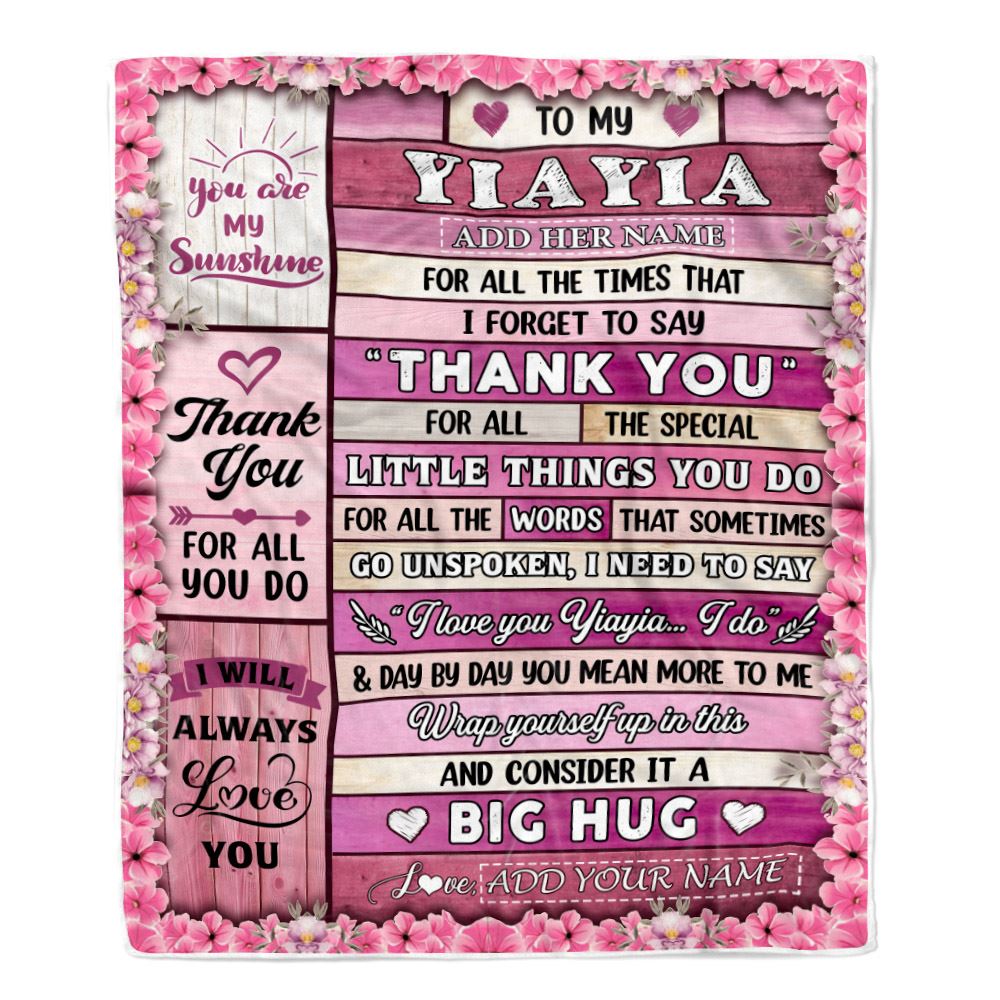 Personalized To My Yiayia Gifts Blanket From Kids Grandkids Wood Thank You Best Yiayia Birthday Gifts Mothers Day Christmas Custom Name Fleece Blanket | siriusteestore