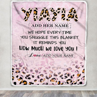 Personalized To My Yiayia Gifts From Granddaughter Blanket Pink Leopard Happy Birthday Gifts For Yiayia Mothers Day Christmas Customized Fleece Throw Blanket | siriusteestore