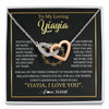 Interlocking Hearts Necklace Stainless Steel & Rose Gold Finish | 1 | Personalized To My Yiayia Gifts Necklace From Granddaughter Grandson Grateful Thank You Yiayia Birthday Mothers Day Christmas Customized Gift Box Message Card | siriusteestore
