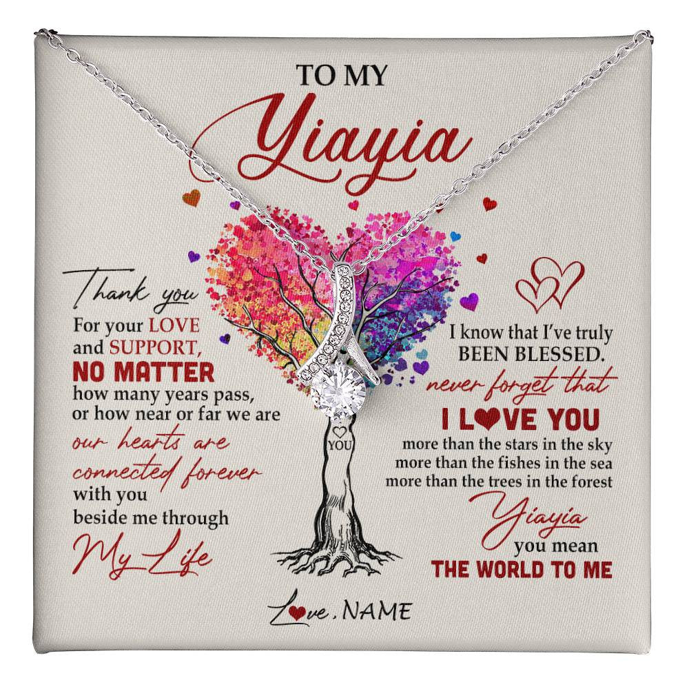 Alluring Beauty Necklace 14K White Gold Finish | 1 | Personalized To My Yiayia Necklace From Grandkids Never Forget That I Love You You Mean The World Yiayia Birthday Mothers Day Customized Gift Box Message Card | siriusteestore