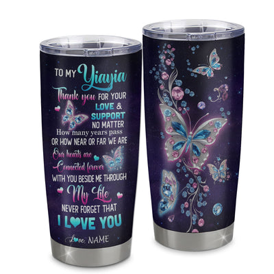 Personalized To My Yiayia Tumbler From Grandkids Granddaughter Butterfly Thank You For Your Love Yiayia Gift Birthday Mothers Day Christmas Custom Travel Mug | siriusteestore