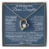 Forever Love Necklace 18K Yellow Gold Finish | 1 | Personalized To Our Beautiful Bonus Daughter Necklace From Stepmom Stepdad Always Remember Stepdaughter Birthday Christmas Customized Gift Box Message Card | siriusteestore