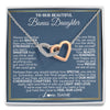 Interlocking Hearts Necklace Stainless Steel & Rose Gold Finish | 1 | Personalized To Our Beautiful Bonus Daughter Necklace From Stepmom Stepdad Always Remember Stepdaughter Birthday Christmas Customized Gift Box Message Card | siriusteestore