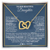 Interlocking Hearts Necklace 18K Yellow Gold Finish | 1 | Personalized To Our Beautiful Daughter Necklace From Mom Dad Always Remember Daughter Birthday Graduation Christmas Customized Gift Box Message Card | siriusteestore