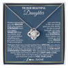 Love Knot Necklace 14K White Gold Finish | 1 | Personalized To Our Beautiful Daughter Necklace From Mom Dad Always Remember Daughter Birthday Graduation Christmas Customized Gift Box Message Card | siriusteestore