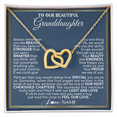 Interlocking Hearts Necklace 18K Yellow Gold Finish | 1 | Personalized To Our Beautiful Granddaughter Necklace From Grandma Grandpa Always Remember Granddaughter Birthday Christmas Customized Gift Box Message Card | https://siriusteestore.