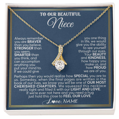 Alluring Beauty Necklace 18K Yellow Gold Finish | 1 | Personalized To Our Beautiful Niece Necklace From Aunt Uncle Always Remember Stepdaughter Birthday Graduation Christmas Customized Gift Box Message Card | siriusteestore