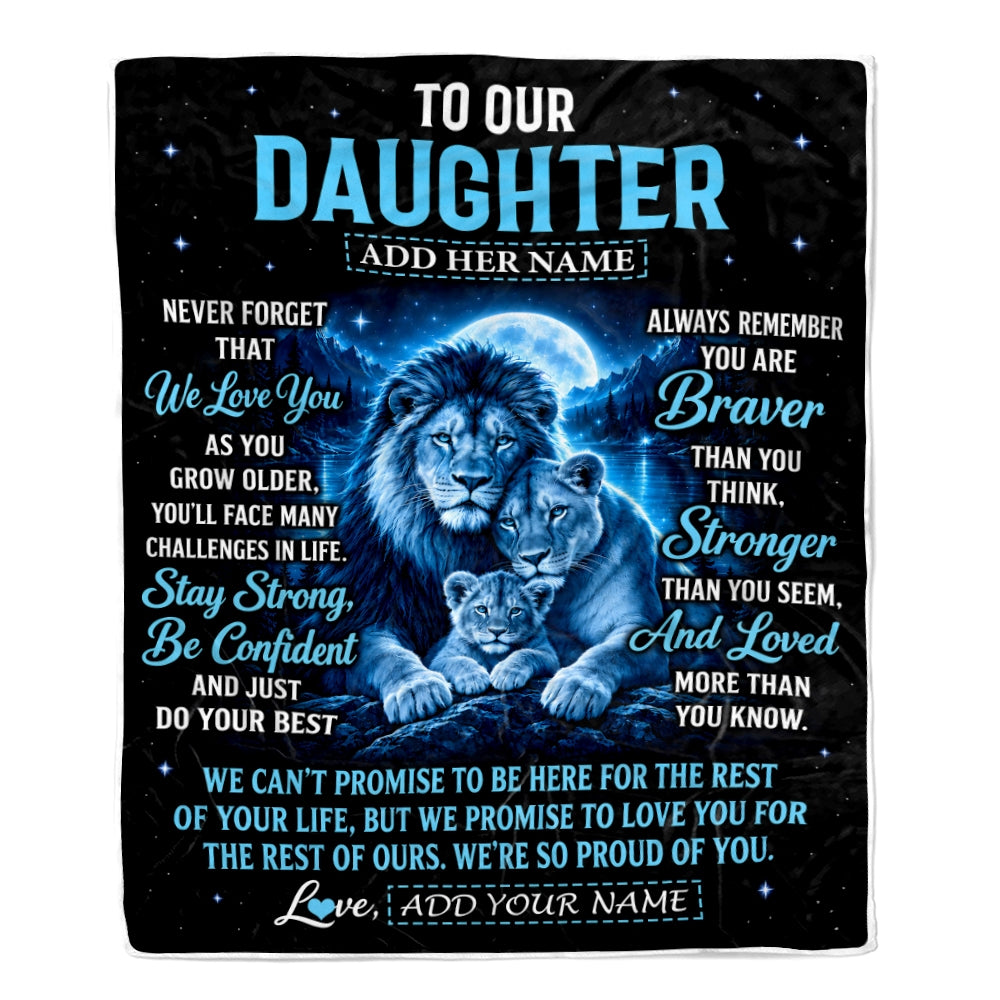 Personalized To Our Daughter Gift Blanket From Mom Dad Lion Love Letter Graduation Gift Daughter Birthday Gifts Christmas Custom Fleece Throw Blanket | siriusteestore