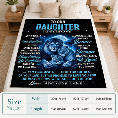 Personalized To Our Daughter Gift Blanket From Mom Dad Lion Love Letter Graduation Gift Daughter Birthday Gifts Christmas Custom Fleece Throw Blanket | siriusteestore