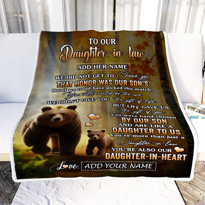 Personalized To Our Daughter In Law Gifts Blanket From Mother-In-Law Bear Gifts For Daughter In Law Birthday Valentine's Wedding Presents Custom Fleece Blanket | siriusteestore