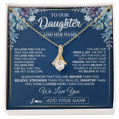 Alluring Beauty Necklace 18K Yellow Gold Finish | 1 | Personalized To Our Daughter Necklace Gift From Parent Mom Dad Mother Father We Love You Daughter Birthday Gift Graduation Christmas Gift Box Message Card | siriusteestore.myshopify