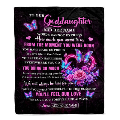Personalized To Our Goddaughter Blanket Sentimental Gift From Godmother Godfather Words Of Love For Goddaughter Birthday Christmas Gifts Custom Fleece Blanket Shirt & Hoodie | siriusteestore