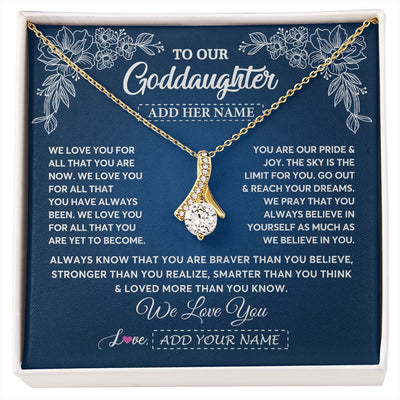 Alluring Beauty Necklace 18K Yellow Gold Finish | 1 | Personalized To Our Goddaughter Gifts From Godmother Necklace We Love You Jewelry Present Gift Goddaughter Birthday Christmas Custom Gift Box Message Card | https://siriusteestore.