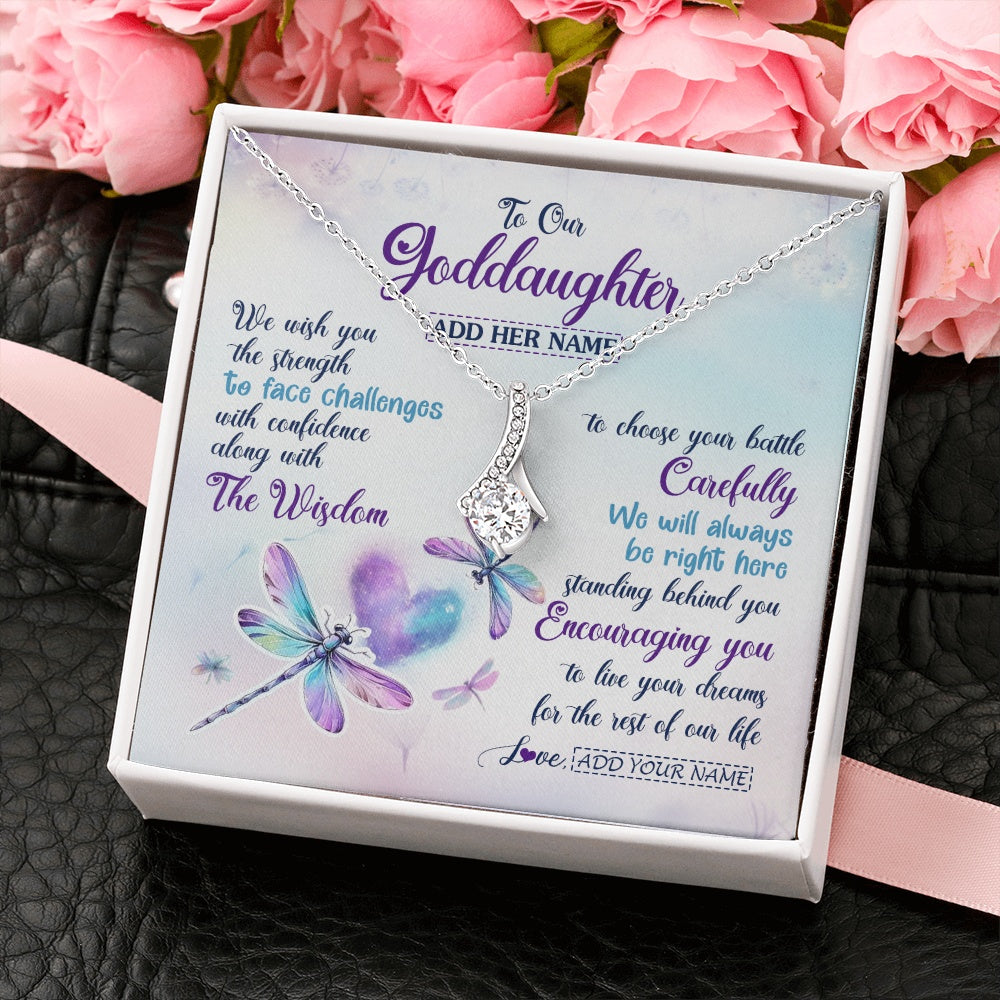 Alluring Beauty Necklace 14K White Gold Finish | 2 | Personalized To Our Goddaughter Gifts Necklace From Godmother Always Be Right Here Dragonfly Birthday For Goddaughter Christmas Jewelry Gift Box Message Card | https://siriusteestore.