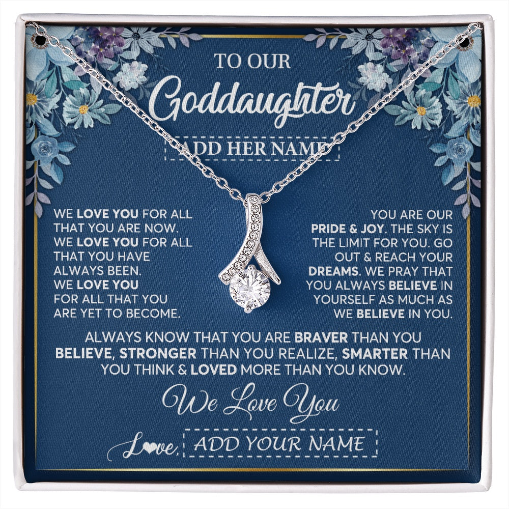 Alluring Beauty Necklace 14K White Gold Finish | 1 | Personalized To Our Goddaughter Necklace Gift From Godmother Uncle We Love You Goddaughter Birthday Gift Graduation Christmas Custom Gift Box Message Card | siriusteestore.myshopify