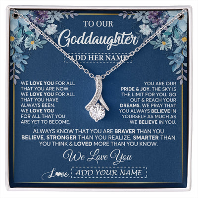 Alluring Beauty Necklace 14K White Gold Finish | 1 | Personalized To Our Goddaughter Necklace Gift From Godmother Uncle We Love You Goddaughter Birthday Gift Graduation Christmas Custom Gift Box Message Card | siriusteestore.myshopify
