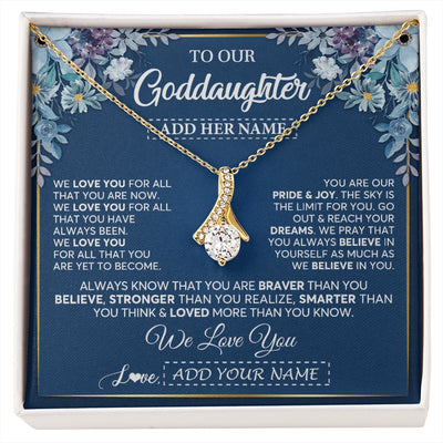 Alluring Beauty Necklace 18K Yellow Gold Finish | 1 | Personalized To Our Goddaughter Necklace Gift From Godmother Uncle We Love You Goddaughter Birthday Gift Graduation Christmas Custom Gift Box Message Card | siriusteestore.myshopify
