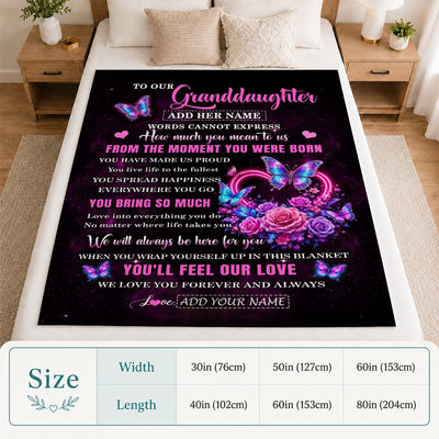 Personalized To Our Granddaughter Blanket Sentimental Gift From Grandma Grandpa Words Of Love For Granddaughter Birthday Christmas Gifts Custom Fleece Blanket Shirt & Hoodie | siriusteestore