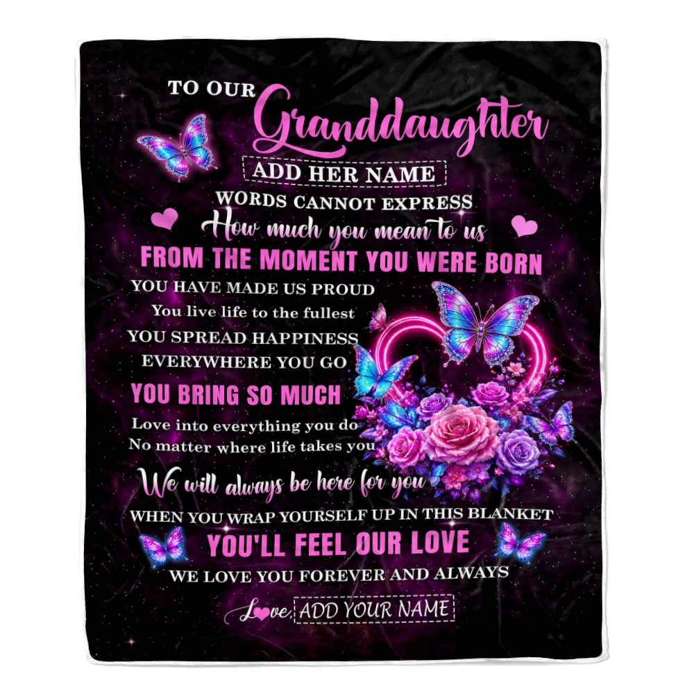 Personalized To Our Granddaughter Blanket Sentimental Gift From Grandma Grandpa Words Of Love For Granddaughter Birthday Christmas Gifts Custom Fleece Blanket Shirt & Hoodie | siriusteestore