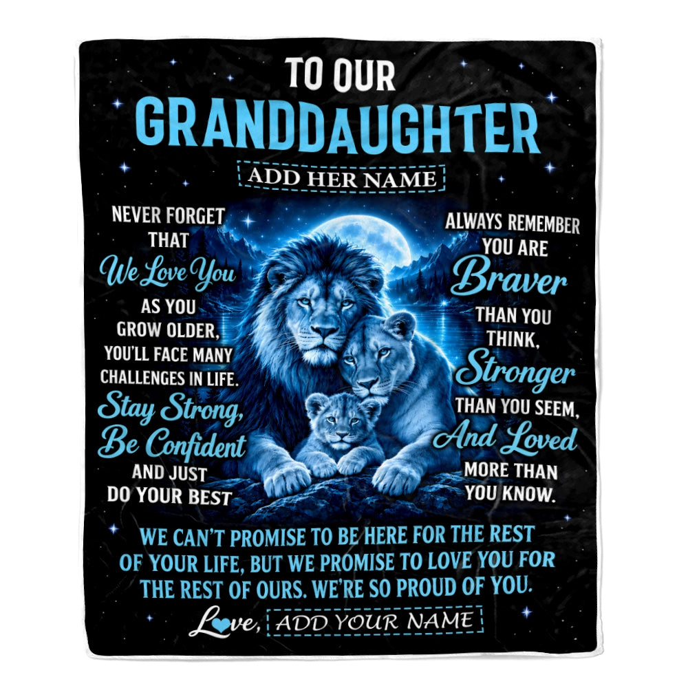 Personalized To Our Granddaughter Gift Blanket From Grandma Grandpa Lion Love Letter Graduation Gift Granddaughter Birthday Gifts Christmas Fleece Blanket | siriusteestore