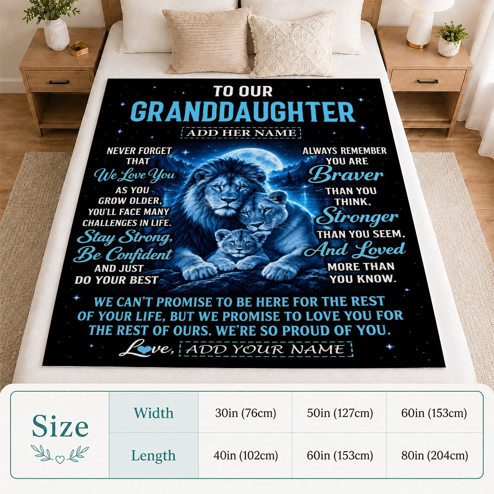 Personalized To Our Granddaughter Gift Blanket From Grandma Grandpa Lion Love Letter Graduation Gift Granddaughter Birthday Gifts Christmas Fleece Blanket | siriusteestore