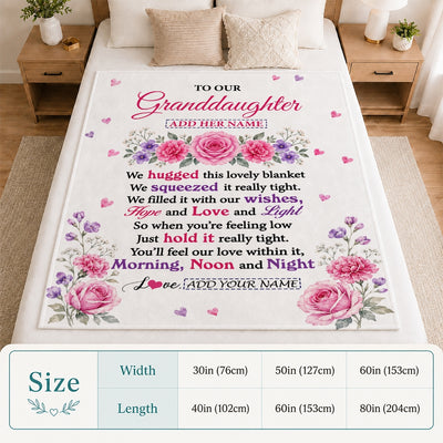 Personalized To Our Granddaughter Gifts Blanket From Grandma Grandpa Floral Purple Pink Lovely Message Birthday Gift For Granddaughter Christmas Fleece Blanket | siriusteestore