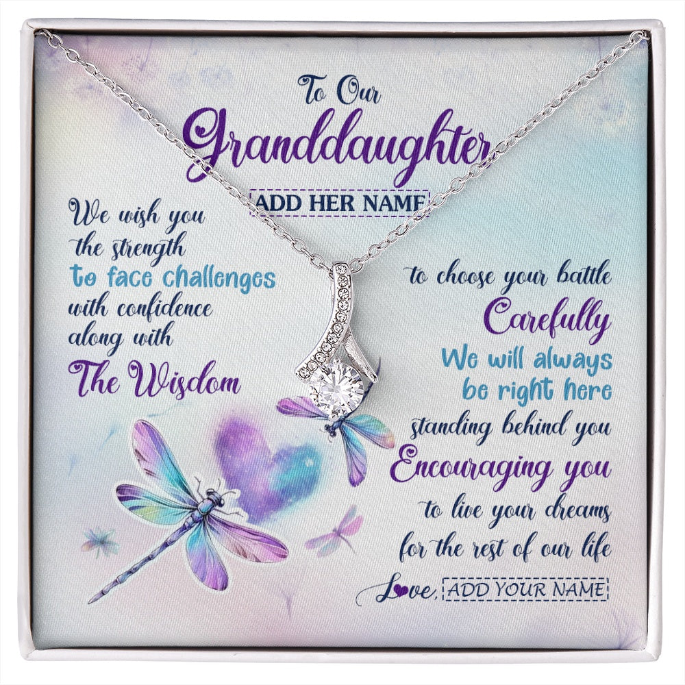 Alluring Beauty Necklace 14K White Gold Finish | 1 | Personalized To Our Granddaughter Gifts Necklace From Grandma Grandpa Always Be Right Here Dragonfly Birthday For Granddaughter Christmas Gift Box Message Card | https://siriusteestore.