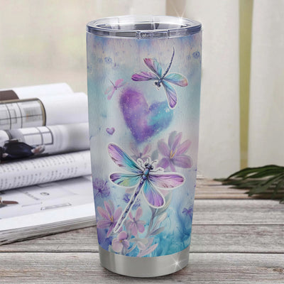 Personalized To Our Granddaughter Gifts Tumbler From Grandma Grandpa Always Be Right Here Dragonfly Birthday Gifts Granddaughter Christmas Stainless Steel Insulated Mug | siriusteestore