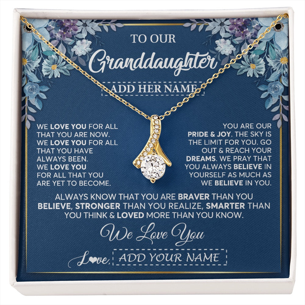 Alluring Beauty Necklace 18K Yellow Gold Finish | 1 | Personalized To Our Granddaughter Necklace Gift From Granparents We Love You Granddaughter Birthday Gift Graduation Christmas Custom Gift Box Message Card | siriusteestore.myshopify