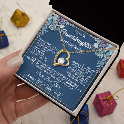 Forever Love Necklace 18K Yellow Gold Finish | 2 | Personalized To Our Granddaughter Necklace Gift From Granparents We Love You Granddaughter Birthday Gift Graduation Christmas Custom Gift Box Message Card | siriusteestore.myshopify