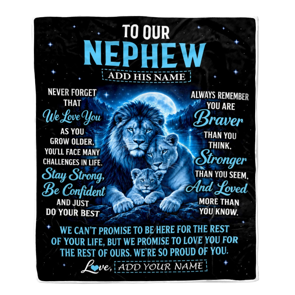 Personalized To Our Nephew Gift Blanket From Aunt Uncle Lion Love Letter Graduation Gift Nephew Birthday Gifts Christmas Custom Fleece Throw Blanket | siriusteestore