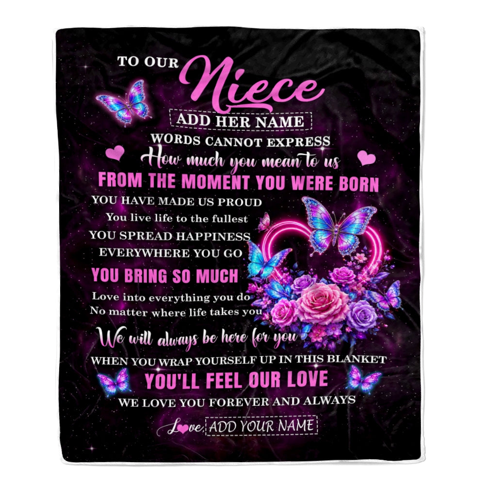 Personalized To Our Niece Blanket Sentimental Gift From Aunt Uncle Words Of Love For Niece Birthday Christmas Graduation Gifts Custom Fleece Throw Blanket Shirt & Hoodie | siriusteestore