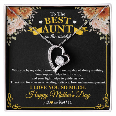 Forever Love Necklace | Personalized To The Best Aunt In The World Necklace From Niece NephewThank You I Love You So Much Aunt Happy Mothers Day Customized Gift Box Message Card | siriusteestore