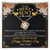 Love Knot Necklace 18K Yellow Gold Finish | 1 | Personalized To The Best Aunt In The World Necklace From Niece NephewThank You I Love You So Much Aunt Happy Mothers Day Customized Gift Box Message Card | siriusteestore