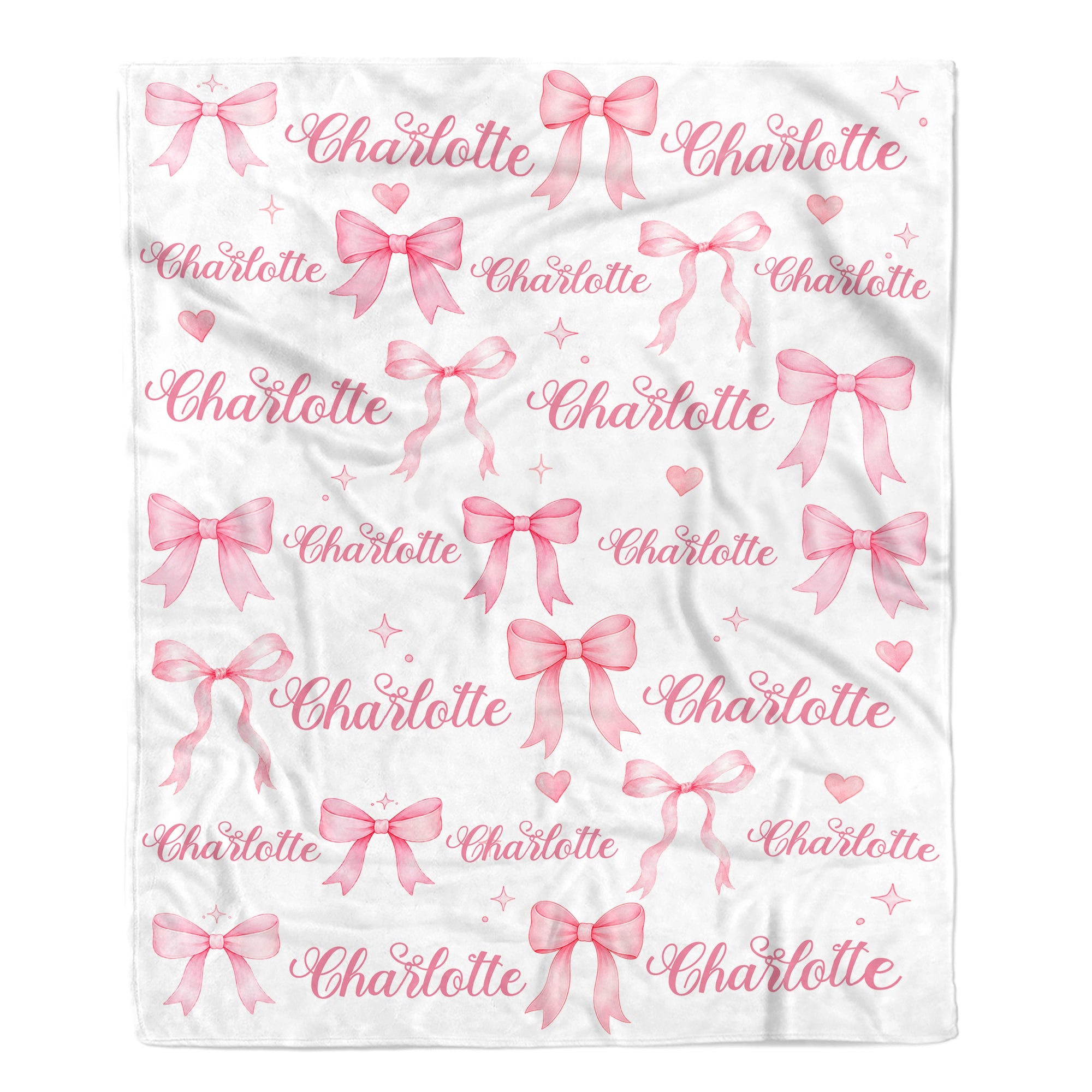 Personalized Watercolor Pink Coquette Bow Blanket Custom Baby Girl Name Family Gift For Daughter Granddaughter Newborn Kids Birthday Gifts Fleece Throw Blanket Shirt & Hoodie | siriusteestore