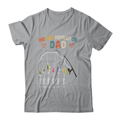 Personalized We Are Hooked On Dad Fishing Custom Kids Name Fathers Day For Men Birthday Christmas Shirt & Hoodie | siriusteestore
