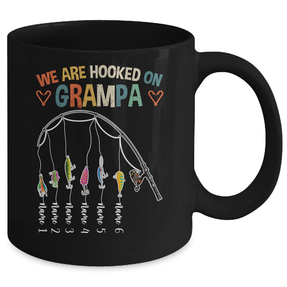 Personalized We Are Hooked On Grampa Fishing Custom Grandkids Name Fathers Day For Men Birthday Christmas Mug | siriusteestore