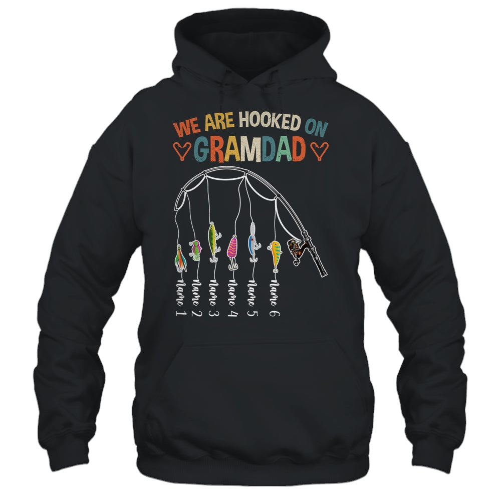 Personalized We Are Hooked On Grandad Fishing Custom Grandkids Name Fathers Day For Men Birthday Christmas Shirt & Hoodie | siriusteestore
