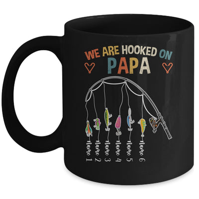 Personalized We Are Hooked On Papa Fishing Custom Grandkids Name Fathers Day For Men Birthday Christmas Mug | siriusteestore