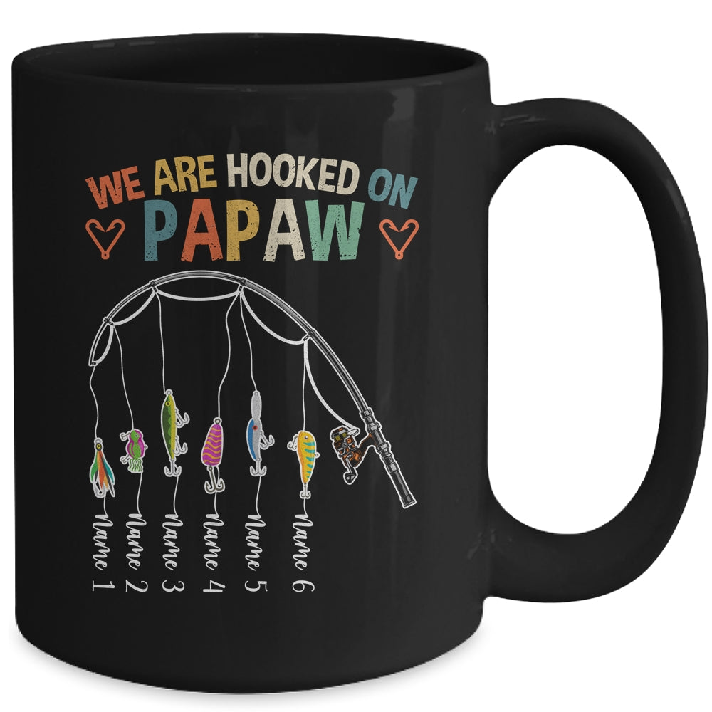 Personalized We Are Hooked On Papaw Fishing Custom Grandkids Name Fathers Day For Men Birthday Christmas Mug | siriusteestore