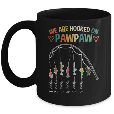 Personalized We Are Hooked On Pawpaw Fishing Custom Grandkids Name Fathers Day For Men Birthday Christmas Mug | siriusteestore