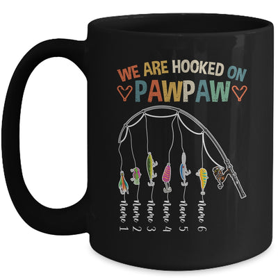 Personalized We Are Hooked On Pawpaw Fishing Custom Grandkids Name Fathers Day For Men Birthday Christmas Mug | siriusteestore